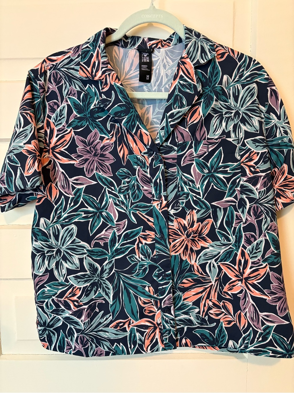 Mountain Hardwear Men's Navy Floral Button-Down Shirt - Teal & Coral